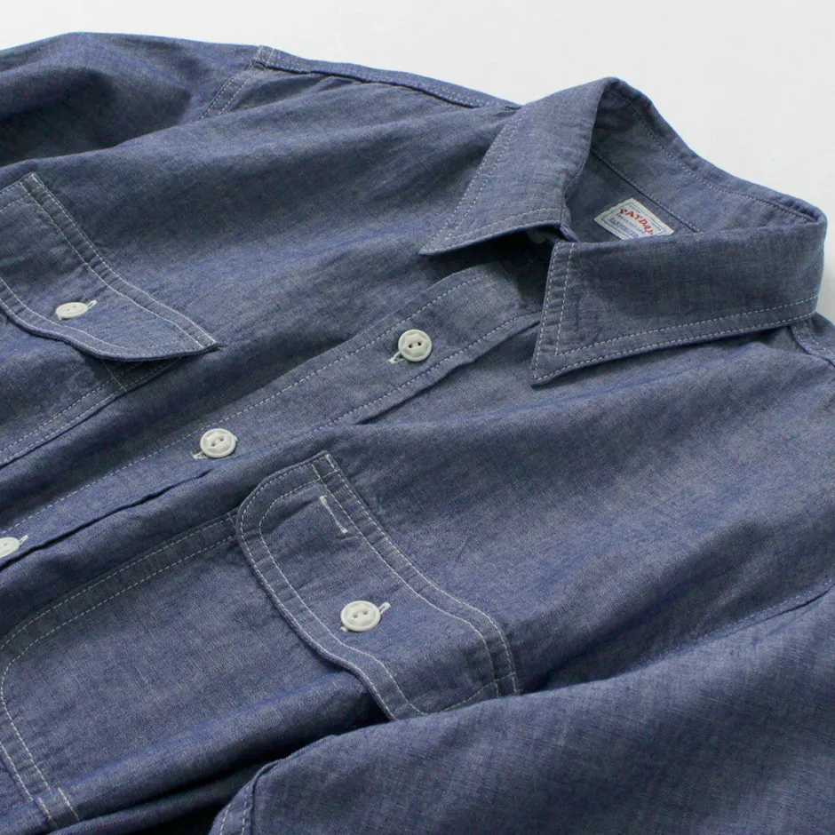 Shirts^PAYDAY / 40s model, chin strap, work shirt lightblue