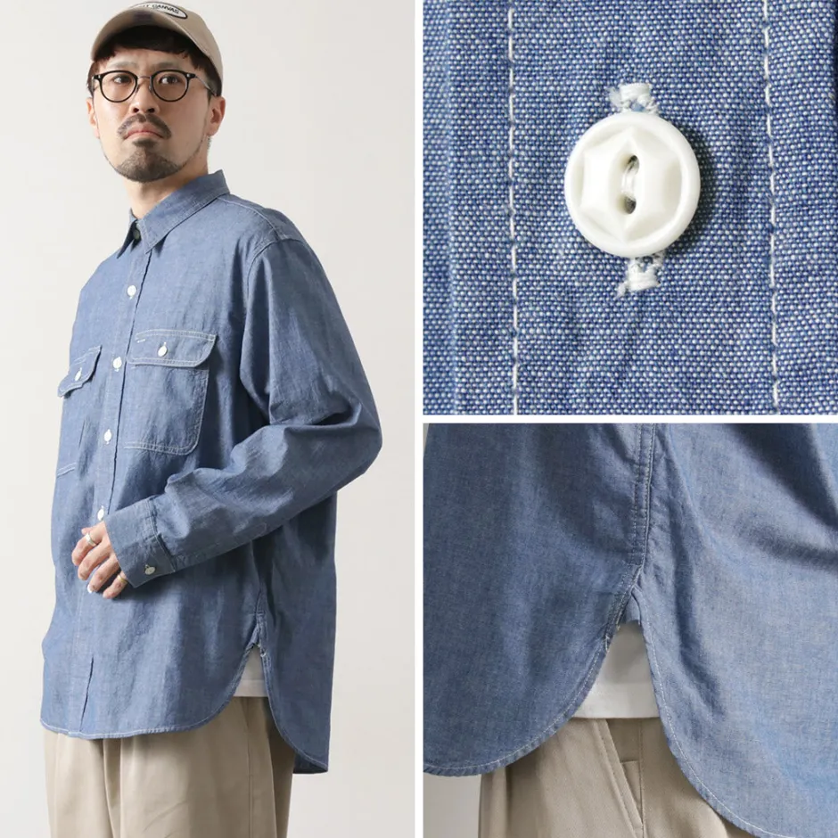 Shirts^PAYDAY / 40s model, chin strap, work shirt lightblue
