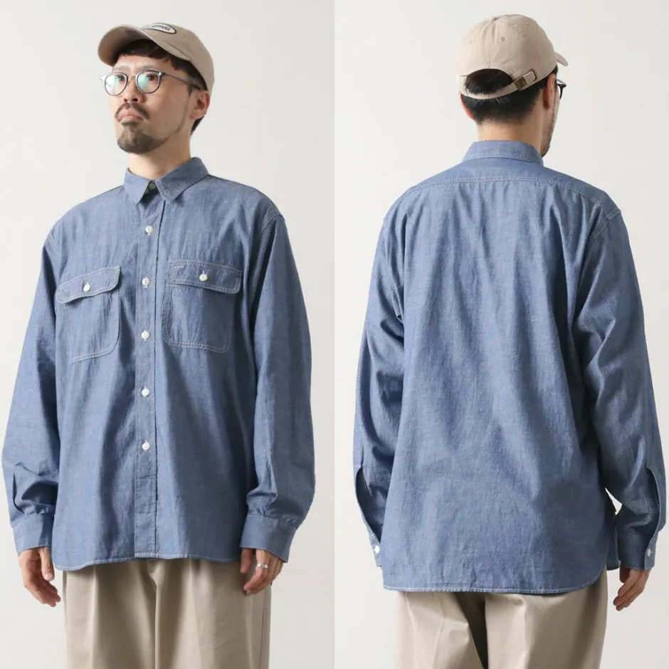 Shirts^PAYDAY / 40s model, chin strap, work shirt lightblue