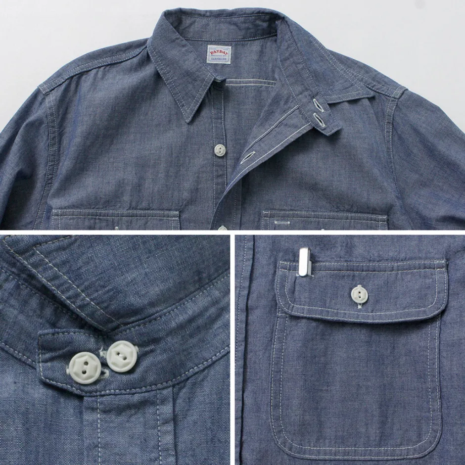 Shirts^PAYDAY / 40s model, chin strap, work shirt lightblue