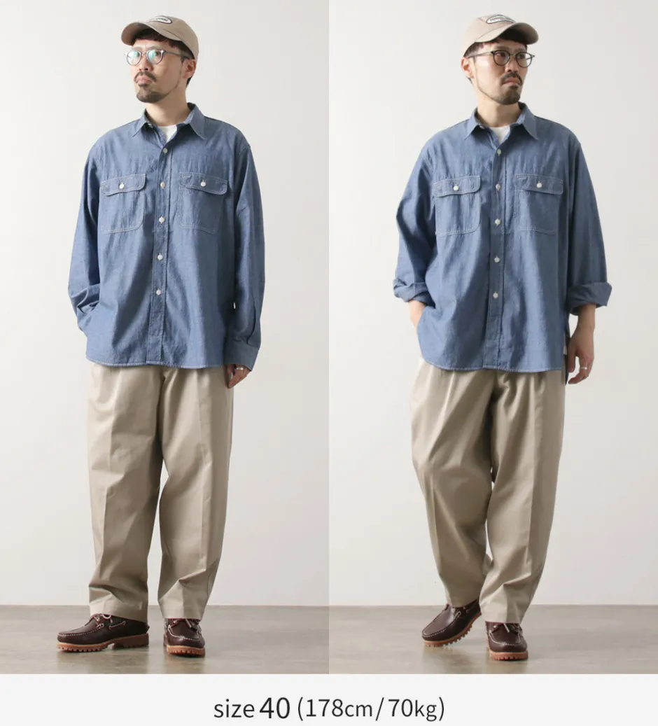 Shirts^PAYDAY / 40s model, chin strap, work shirt lightblue