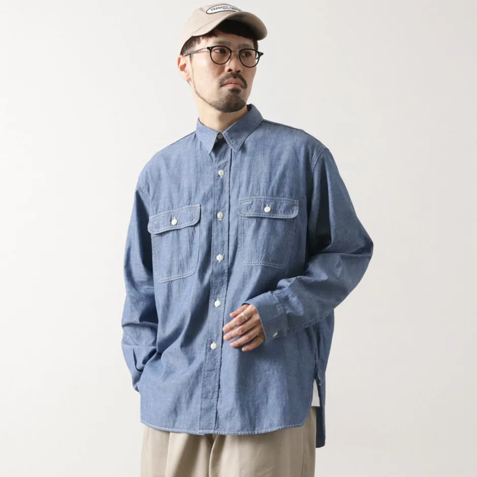 Shirts^PAYDAY / 40s model, chin strap, work shirt lightblue