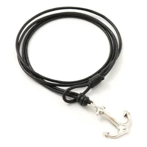 Anklets^PHADUA / Anchor Leather Wrap Bracelet / Silver