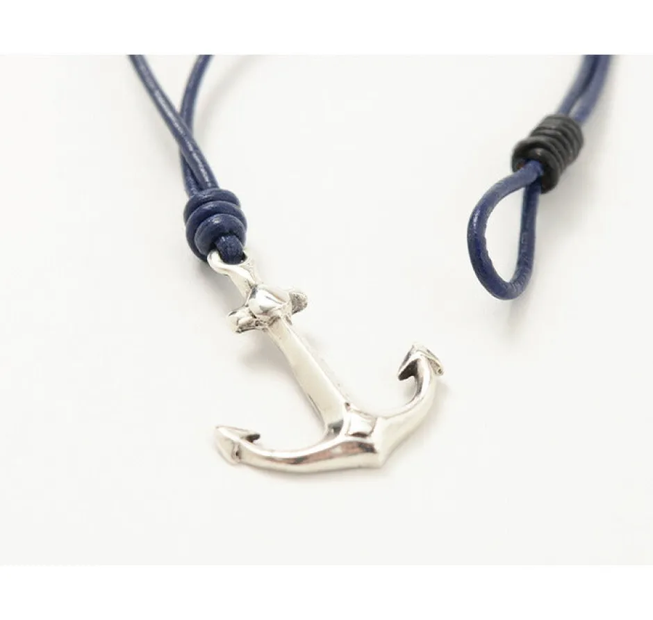 Anklets^PHADUA / Anchor Leather Wrap Bracelet / Silver