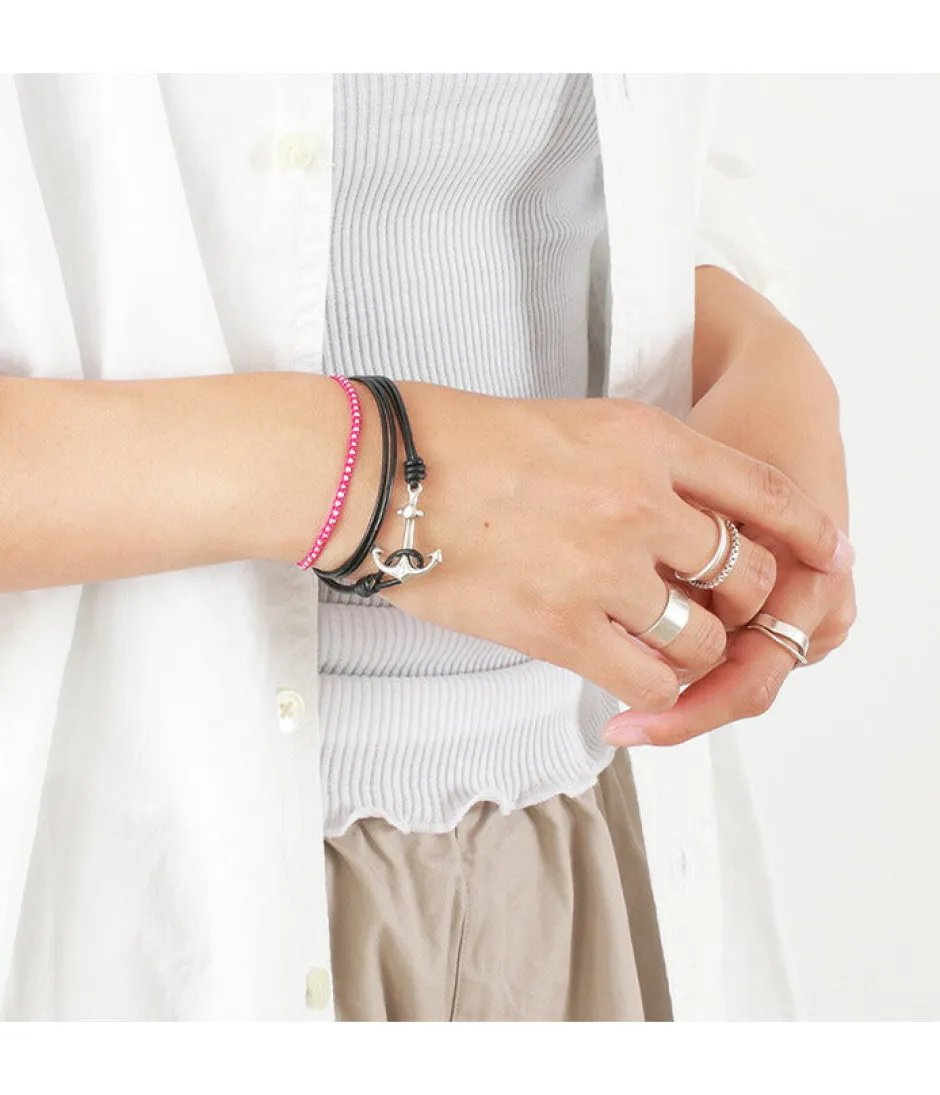 Anklets^PHADUA / Anchor Leather Wrap Bracelet / Silver