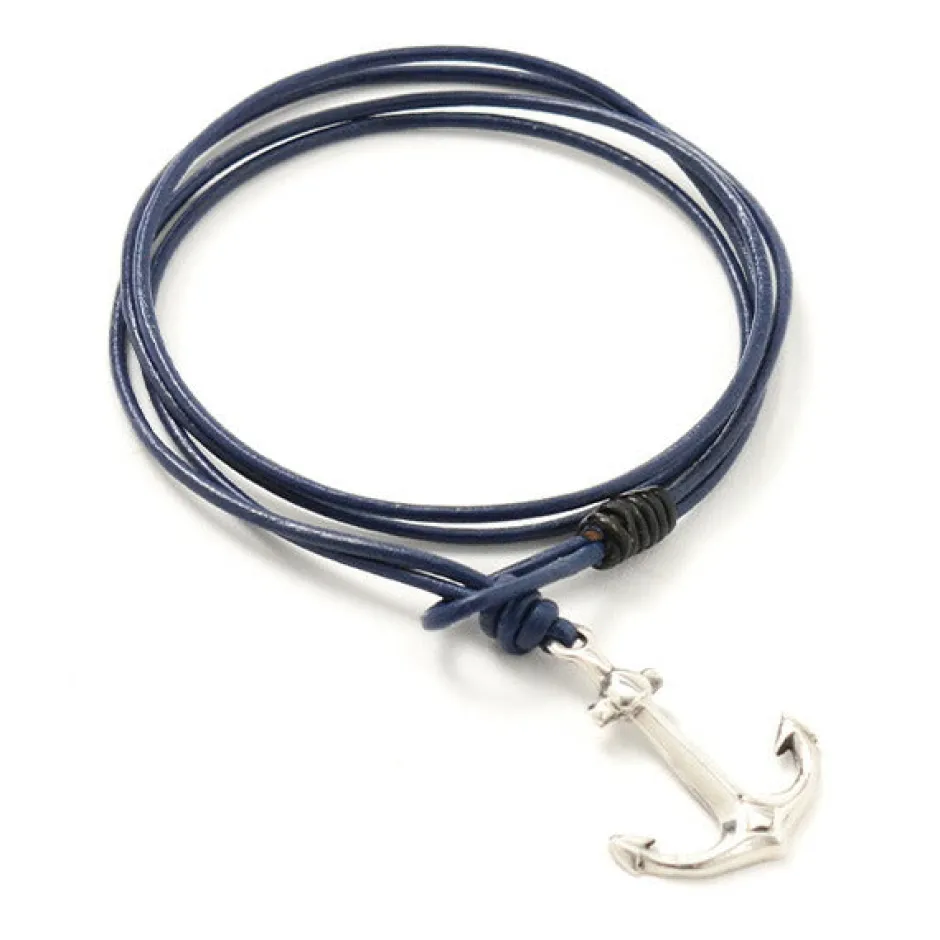 Anklets^PHADUA / Anchor Leather Wrap Bracelet / Silver