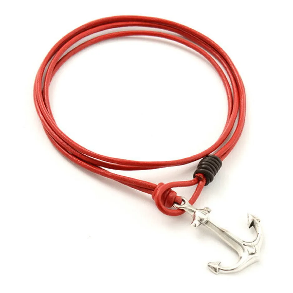 Anklets^PHADUA / Anchor Leather Wrap Bracelet / Silver