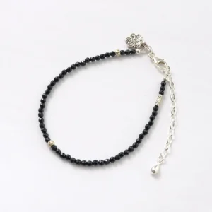 Anklets^PHADUA / onyx (3mm) cut bead anklet adjuster black