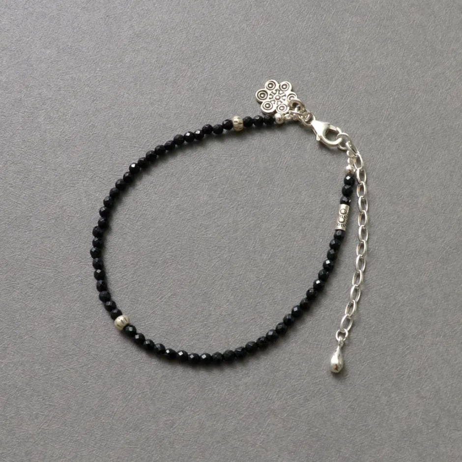Anklets^PHADUA / onyx (3mm) cut bead anklet adjuster black
