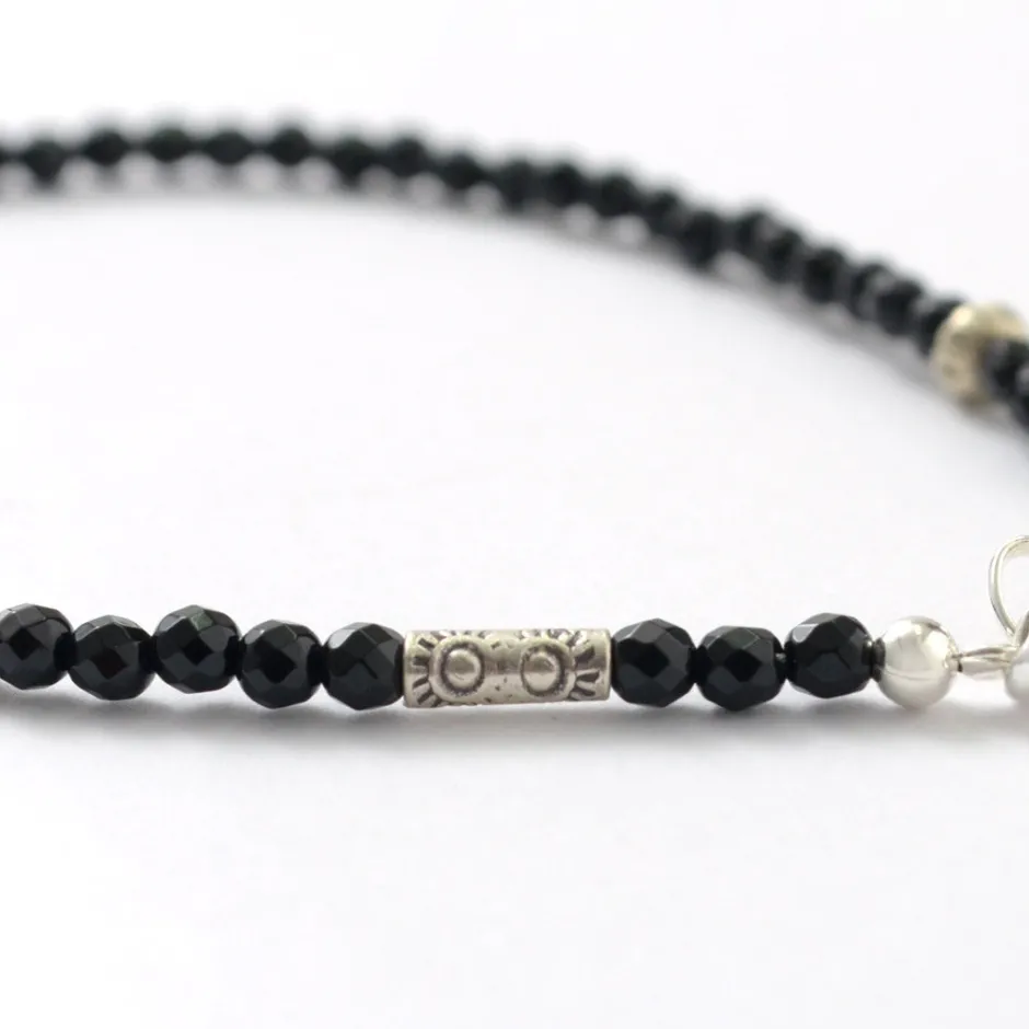 Anklets^PHADUA / onyx (3mm) cut bead anklet adjuster black