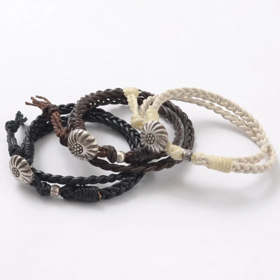 Anklets^PHADUA / Braided 1.5mm Leather 2 Wrap Bracelet