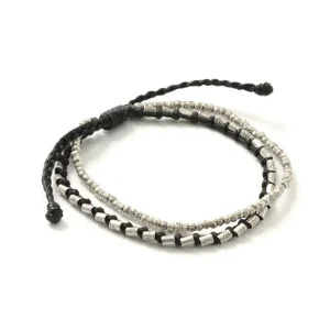 Bracelets^PHADUA / Double strand bracelet with silver waxed cord