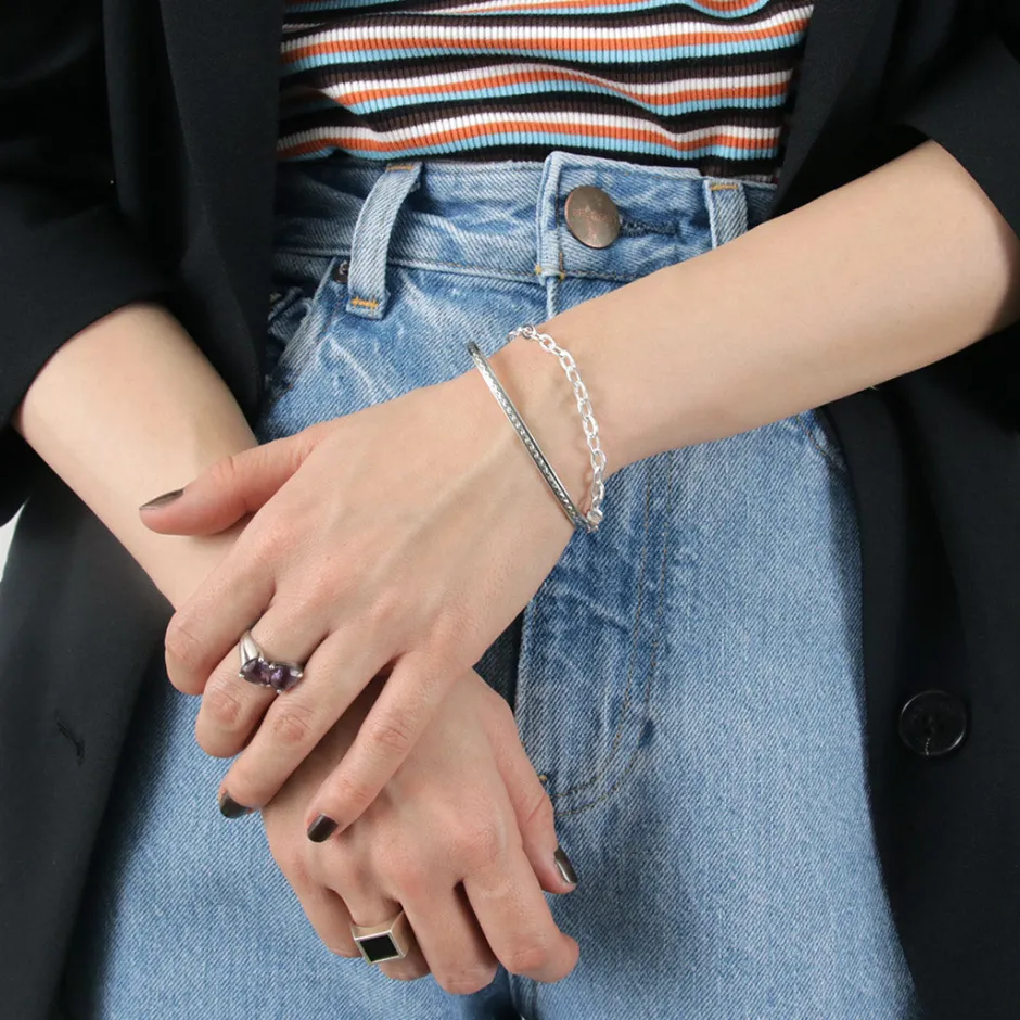 Anklets^PHADUA / Flat cable chain bracelet 925 silver