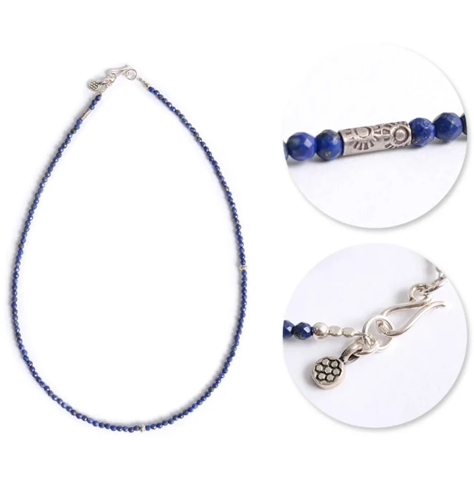 Anklets^PHADUA / Lapis lazuli 3mm cut bead necklace / anklet blue