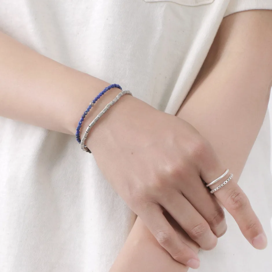 Bracelets^PHADUA / Lapis (3mm) Cut Bead Bracelet blue