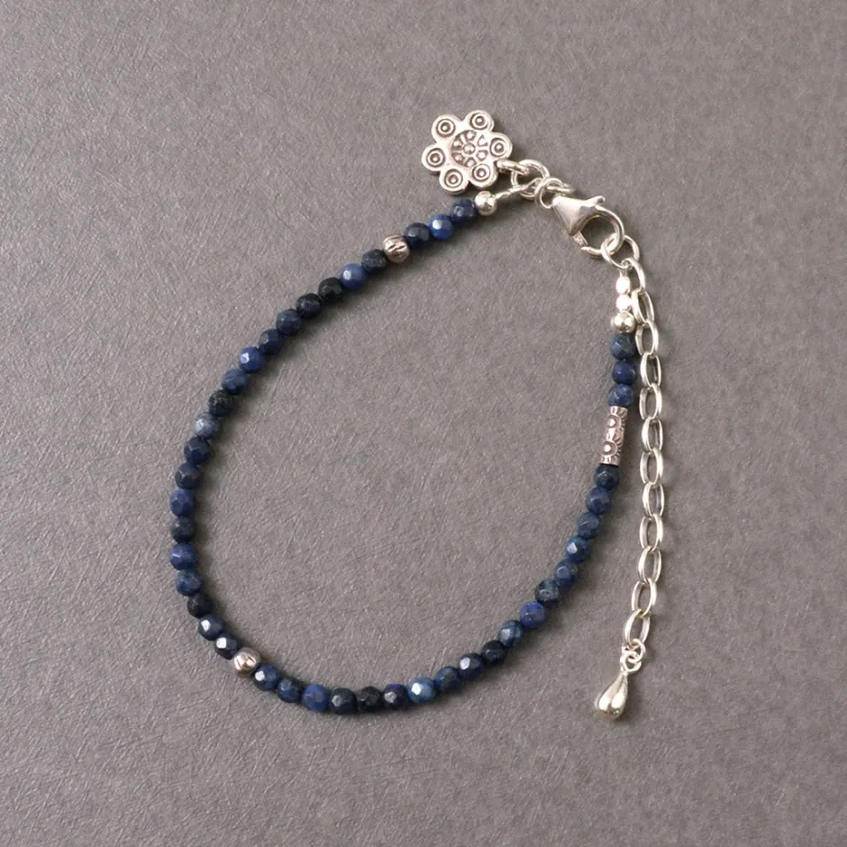 Anklets^PHADUA / Lapis (3mm) Cut Beads Anklet Adjuster blue