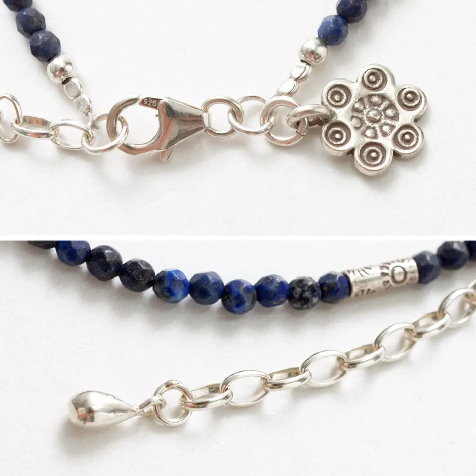Anklets^PHADUA / Lapis (3mm) Cut Beads Anklet Adjuster blue