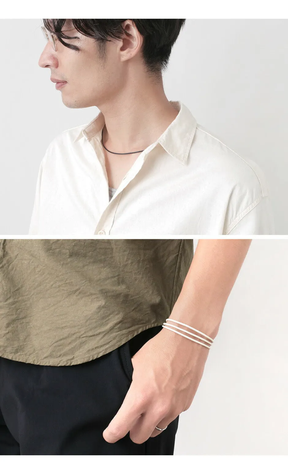 Necklaces^PHADUA / Leather choker necklace in Karen silver.