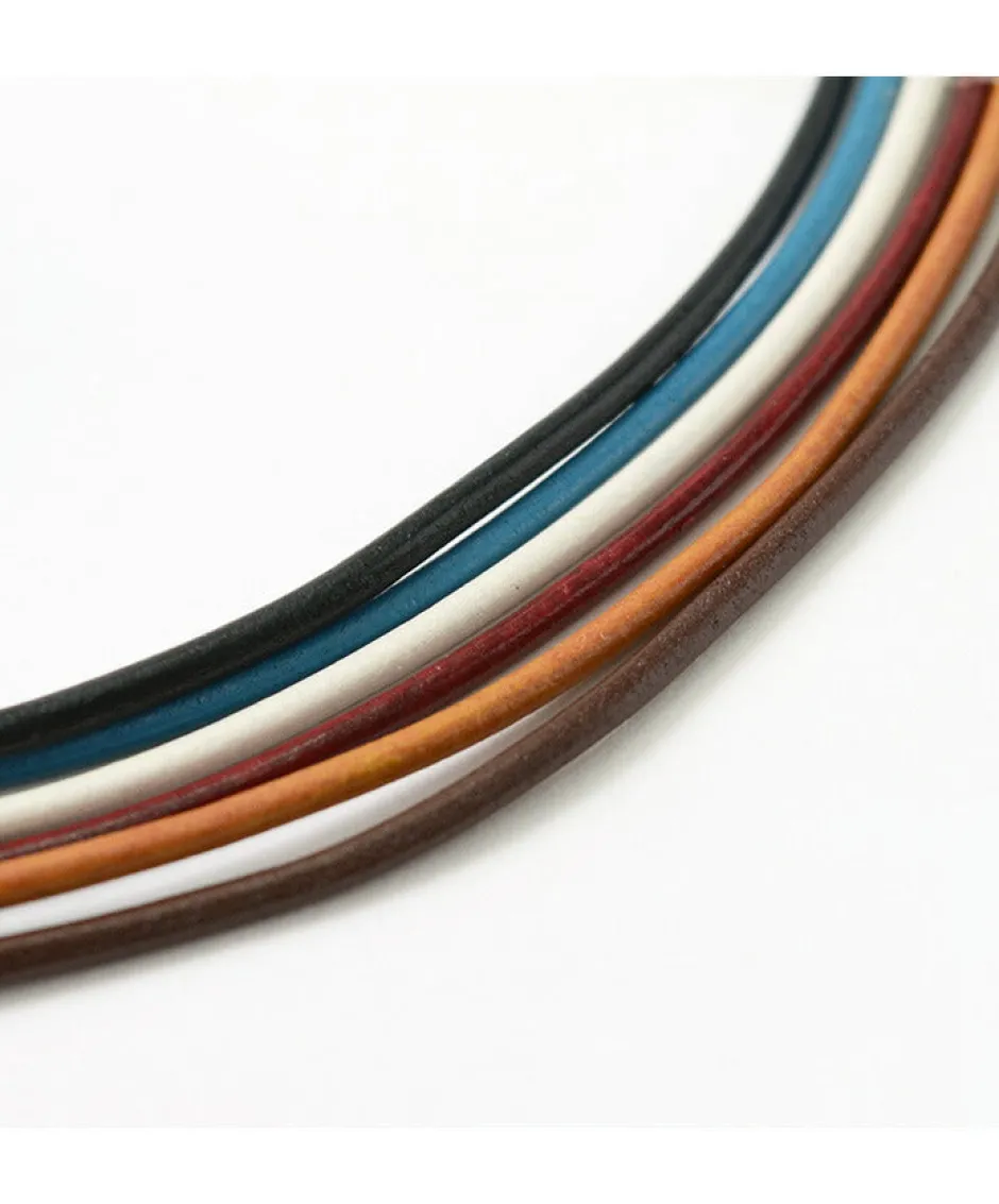 Necklaces^PHADUA / Leather choker necklace in Karen silver.