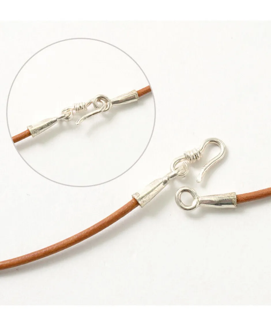 Necklaces^PHADUA / Leather choker necklace in Karen silver.