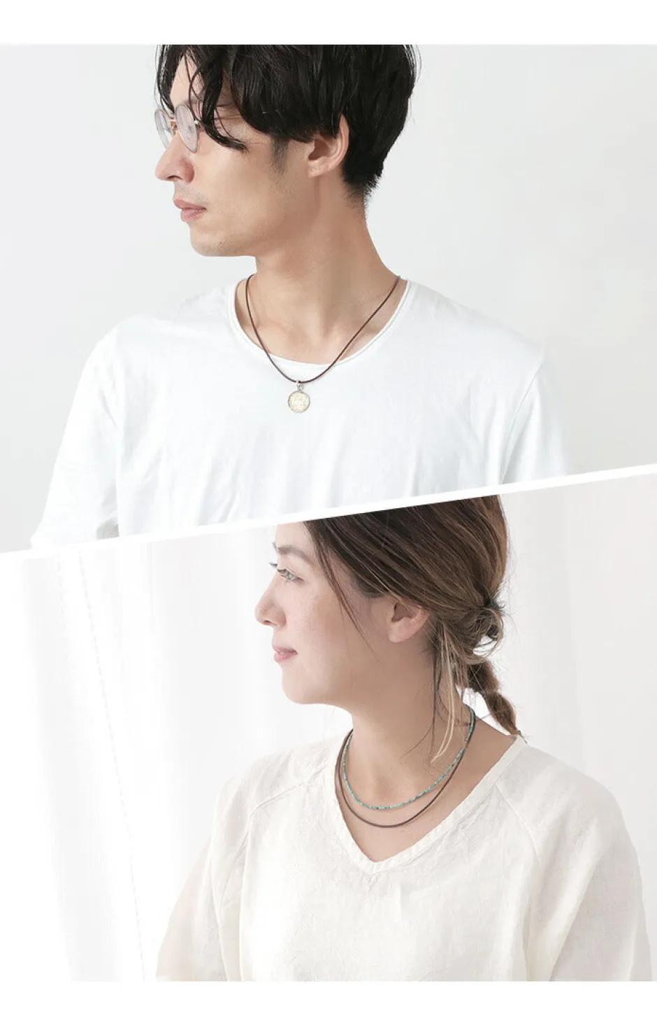 Necklaces^PHADUA / Leather choker necklace in Karen silver.