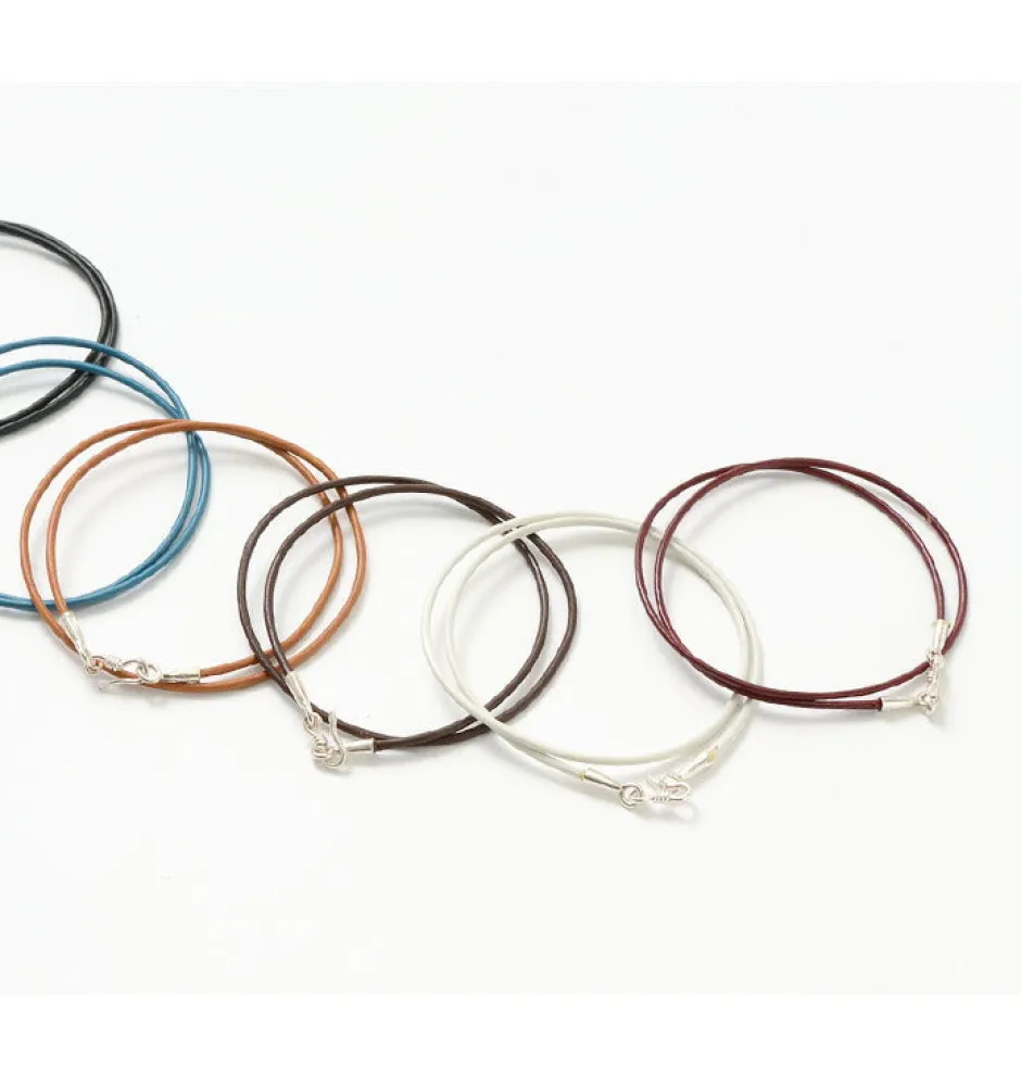 Necklaces^PHADUA / Leather choker necklace in Karen silver.