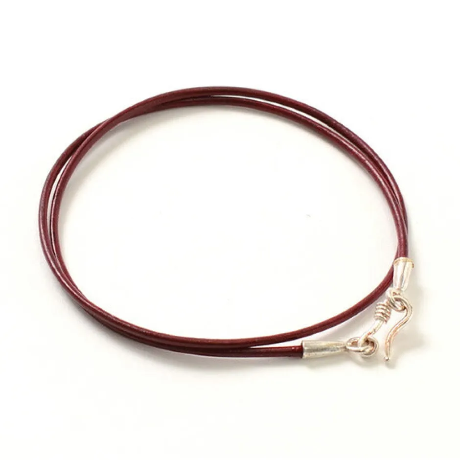 Necklaces^PHADUA / Leather choker necklace in Karen silver.
