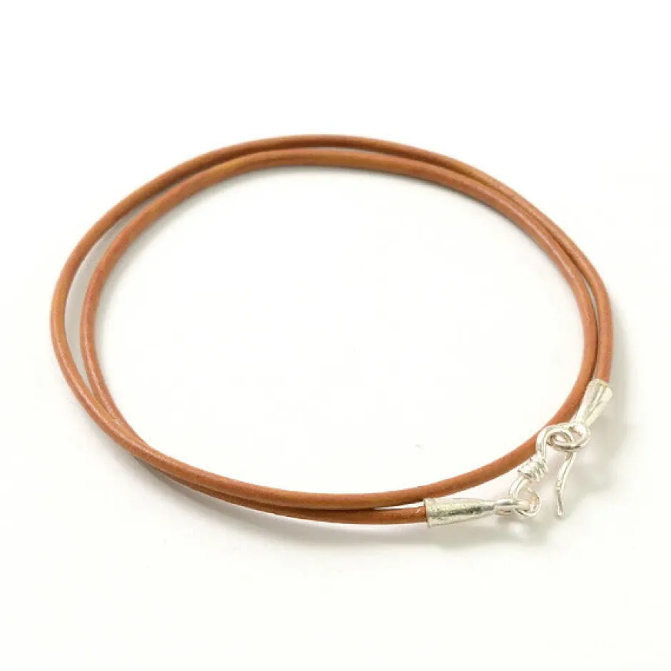 Necklaces^PHADUA / Leather choker necklace in Karen silver.