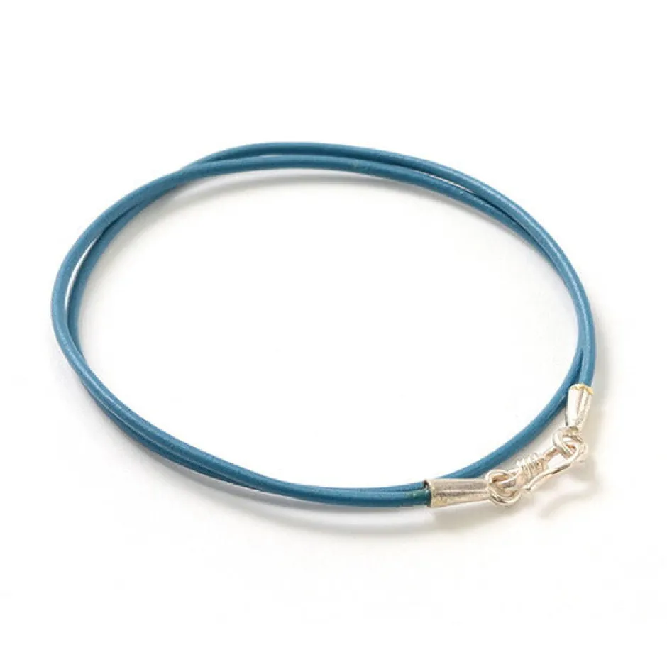 Necklaces^PHADUA / Leather choker necklace in Karen silver.