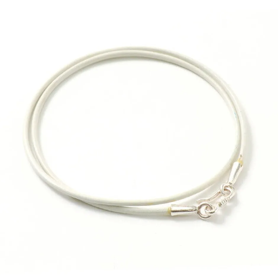 Necklaces^PHADUA / Leather choker necklace in Karen silver.
