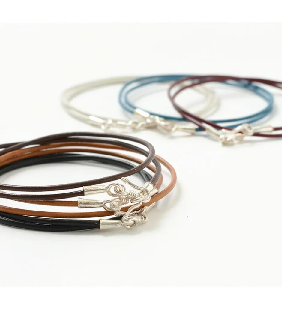 Necklaces^PHADUA / Leather choker necklace in Karen silver.