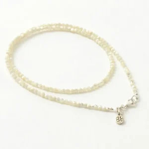 Anklets^PHADUA / Mother of Shell 2mm Cut Beads Necklace/Anklet white