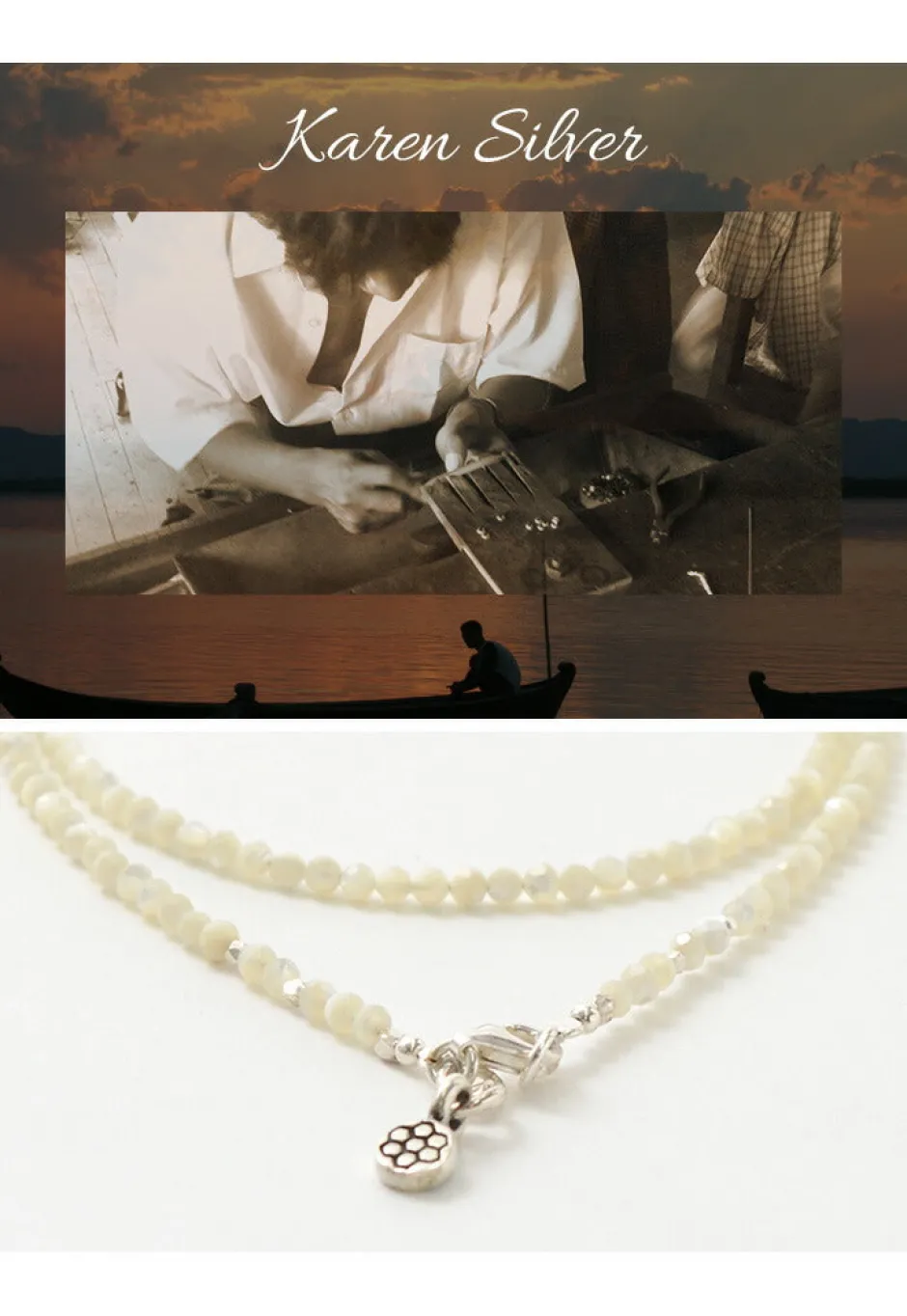 Anklets^PHADUA / Mother of Shell 2mm Cut Beads Necklace/Anklet white