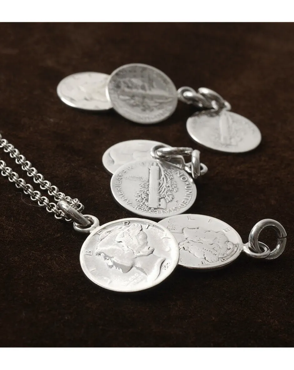 Necklaces^PHADUA / Old coin pendant top US 1 dime silver