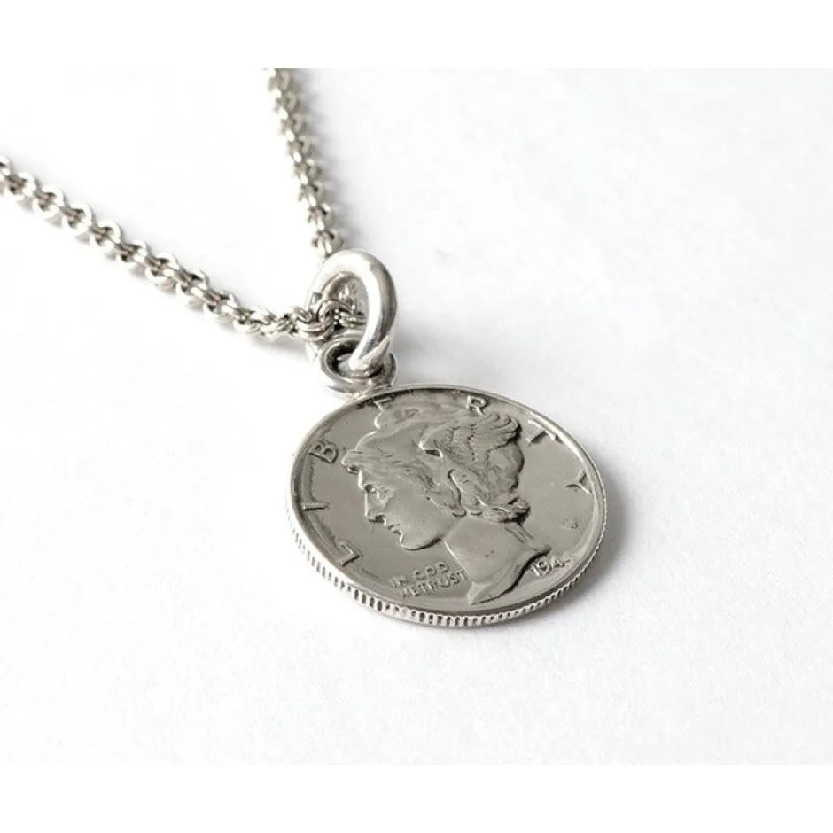Necklaces^PHADUA / Old coin pendant top US 1 dime silver