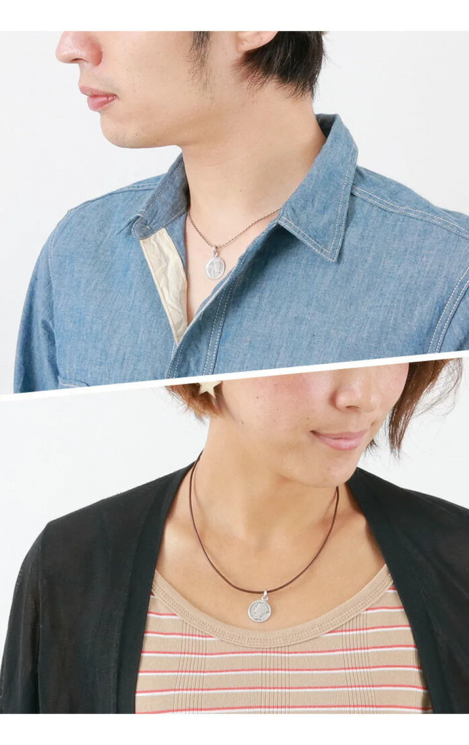 Necklaces^PHADUA / Old coin pendant top US 1 dime silver