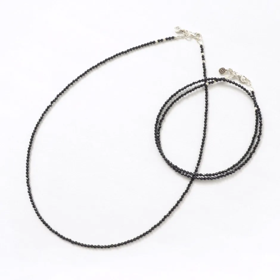 Anklets^PHADUA / Onyx (2mm) cut bead necklace/anklet black