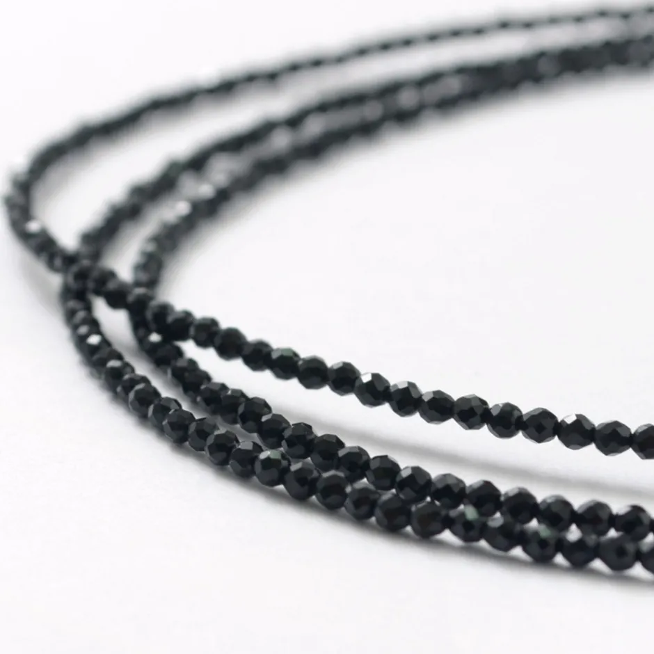 Anklets^PHADUA / Onyx (2mm) cut bead necklace/anklet black