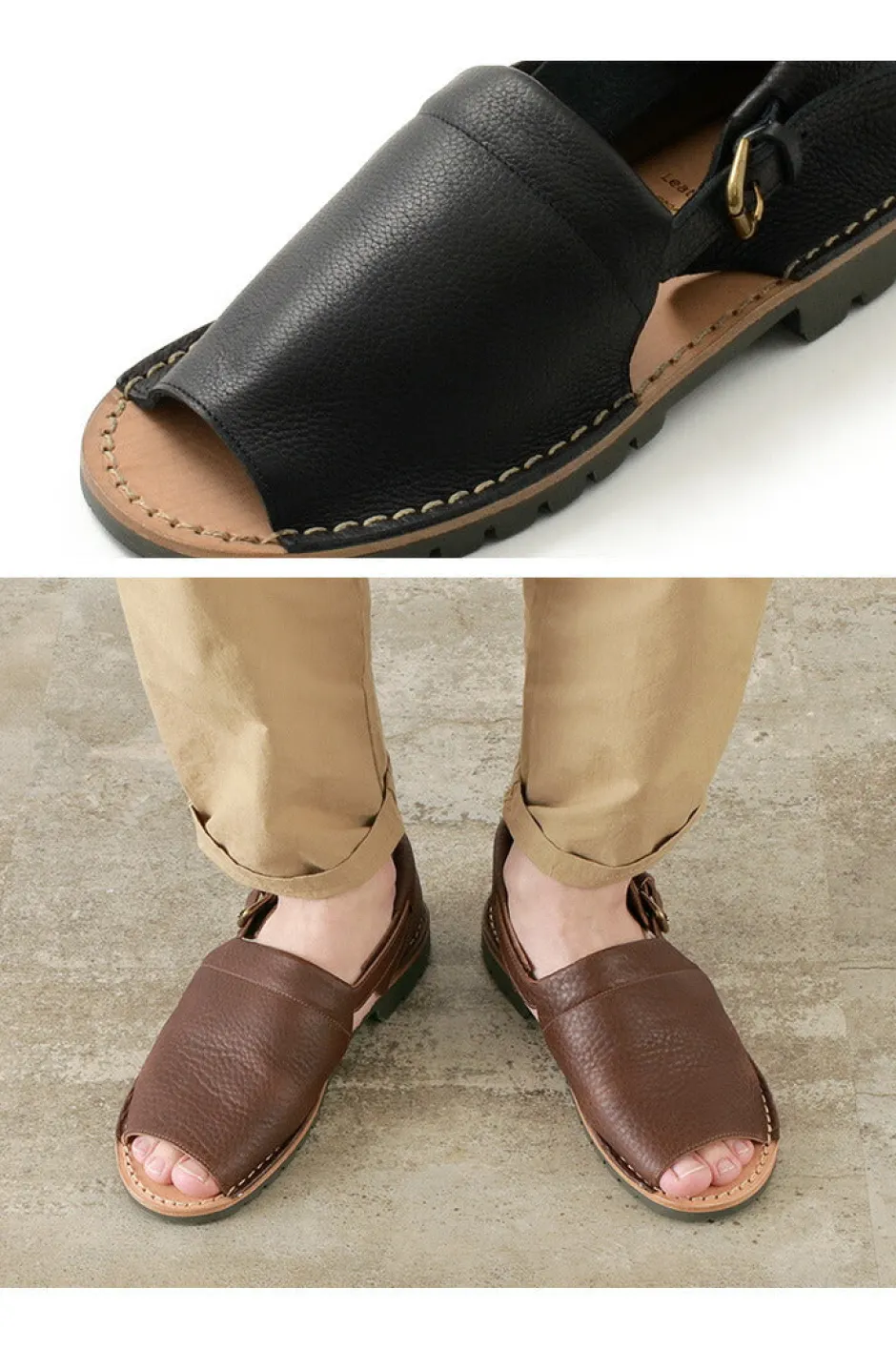 Sandals^PHADUA / Open Toe Side Strap Leather Shoes