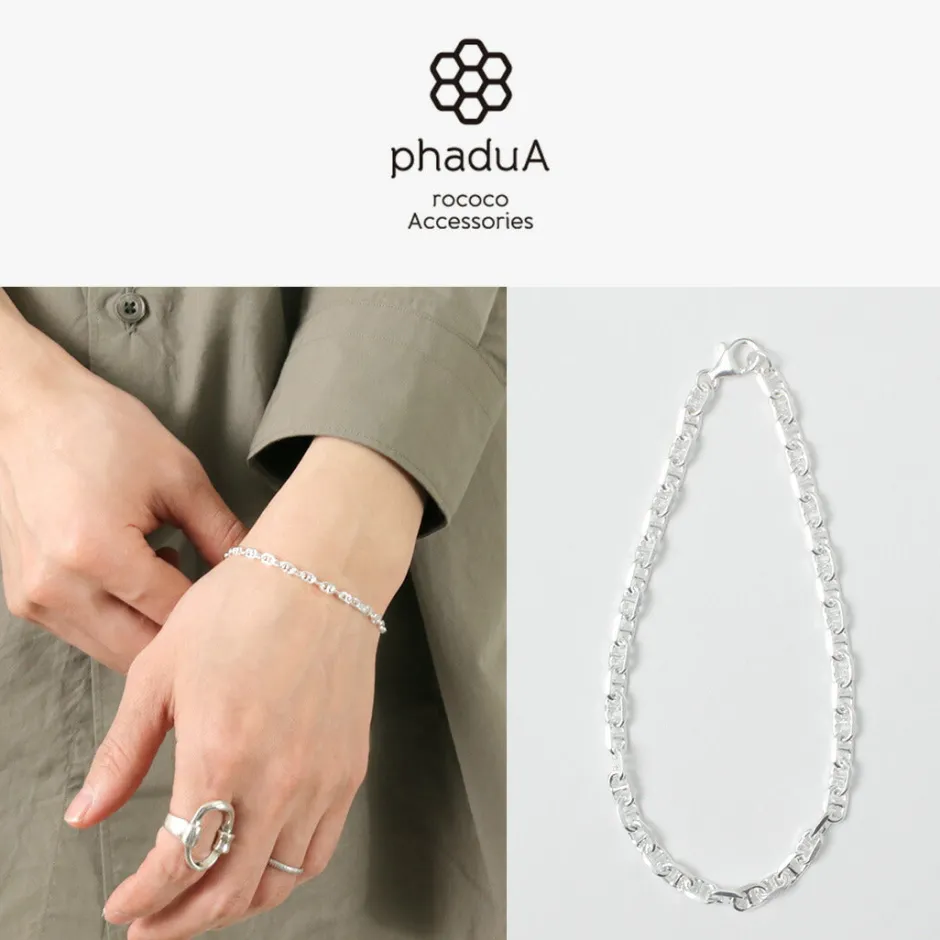 Anklets^PHADUA / Semi solid anchor chain bracelet 925 silver