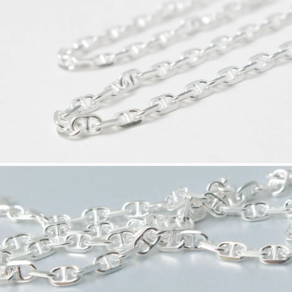 Anklets^PHADUA / Semi solid anchor chain bracelet 925 silver