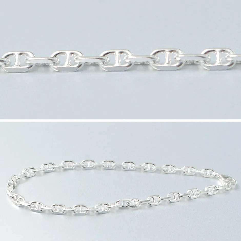 Anklets^PHADUA / Semi solid anchor chain bracelet 925 silver