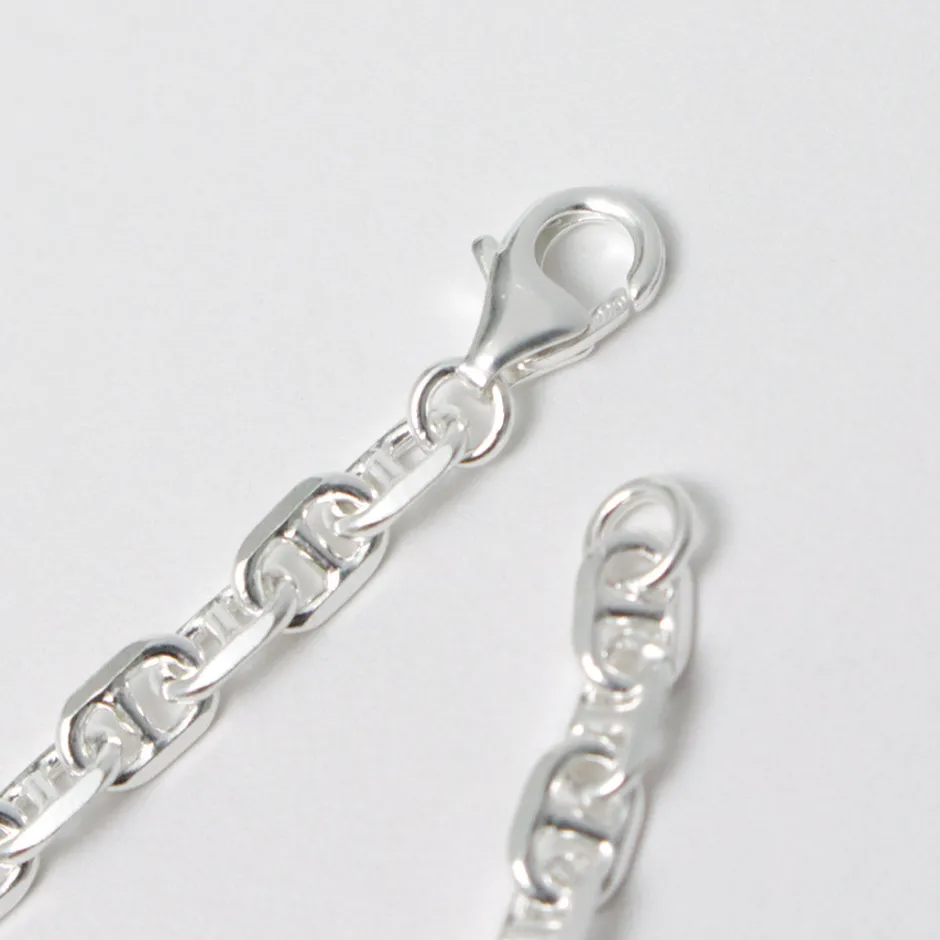 Anklets^PHADUA / Semi solid anchor chain bracelet 925 silver