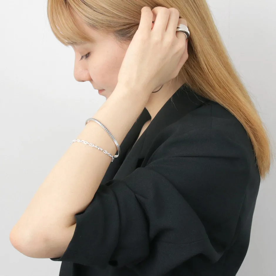 Anklets^PHADUA / Semi solid anchor chain bracelet 925 silver