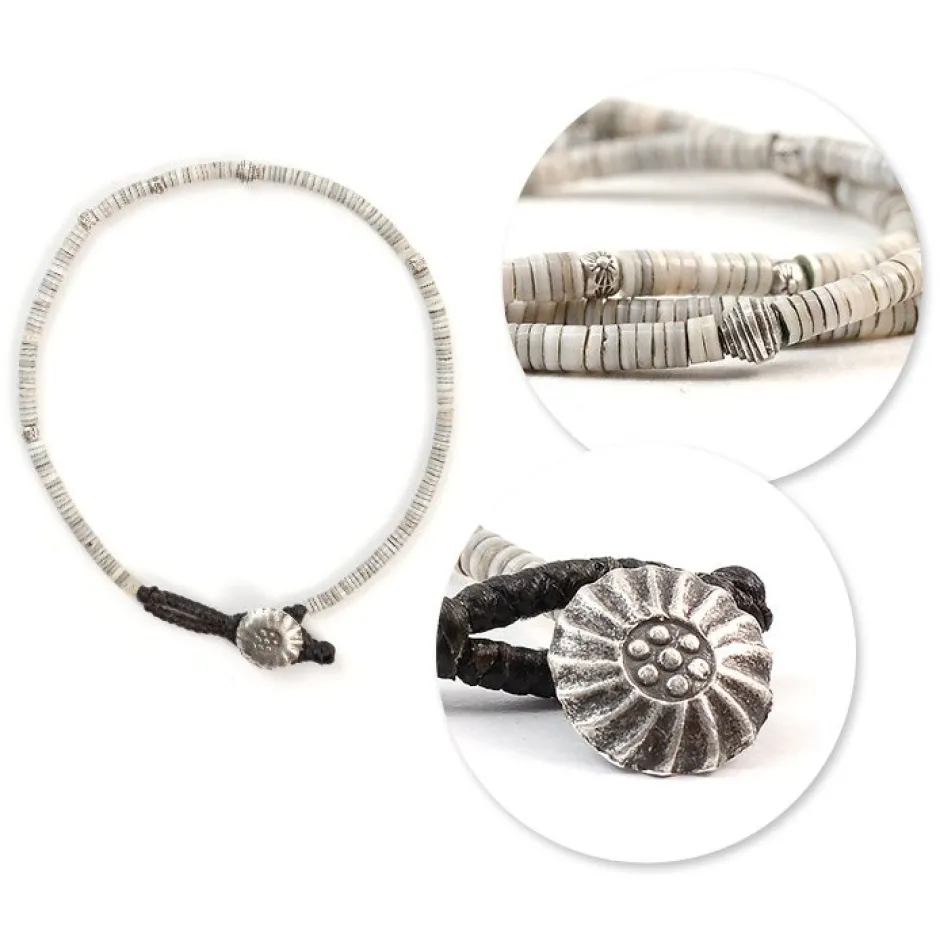 Anklets^PHADUA / Shell Beads / Wax Cord Anklet natural