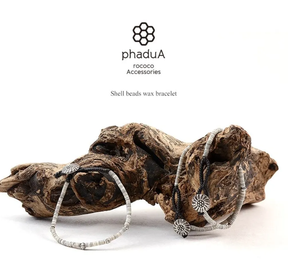 Anklets^PHADUA / Shell Beads / Wax Cord Bracelet natural