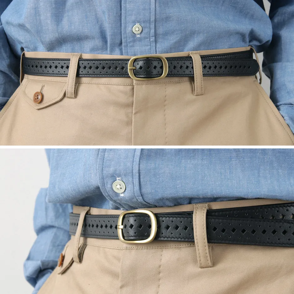 Belts^PHADUA / Sizeless Perforated Leather Belt