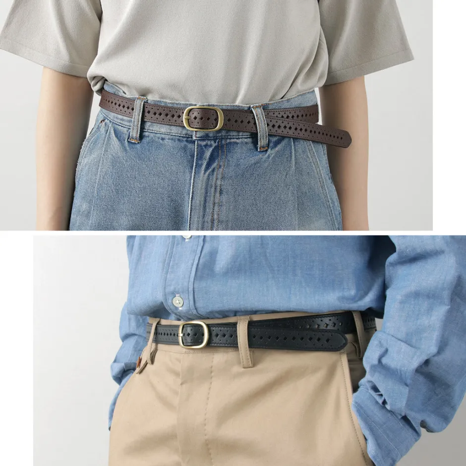 Belts^PHADUA / Sizeless Perforated Leather Belt