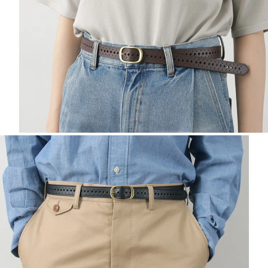 Belts^PHADUA / Sizeless Perforated Leather Belt