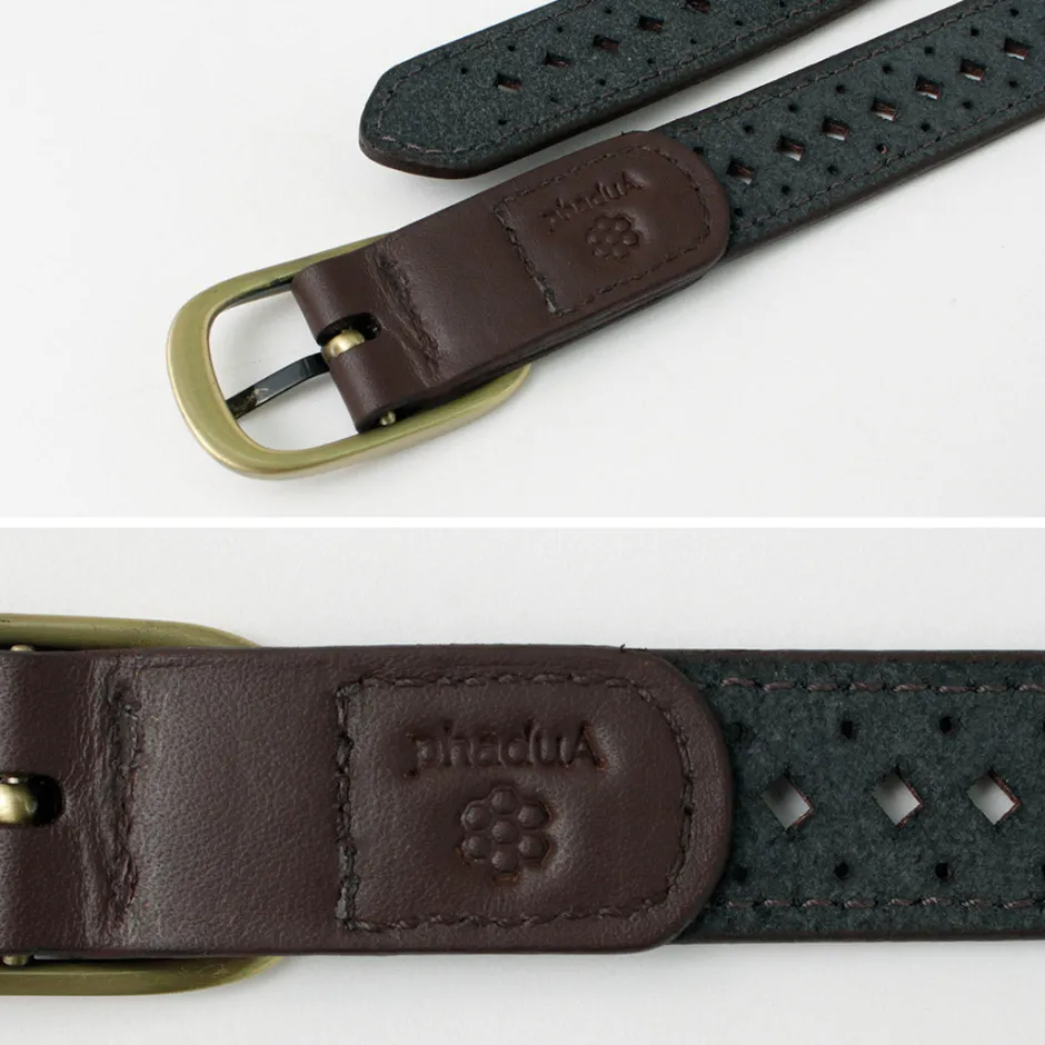 Belts^PHADUA / Sizeless Perforated Leather Belt